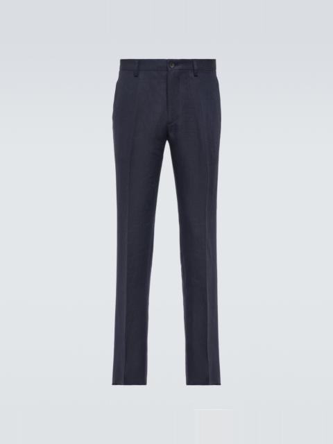 Mid-rise linen tapered pants