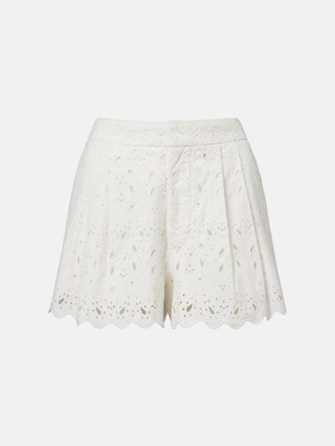 FRAME Paisley Eyelet broderie anglaise cotton shorts