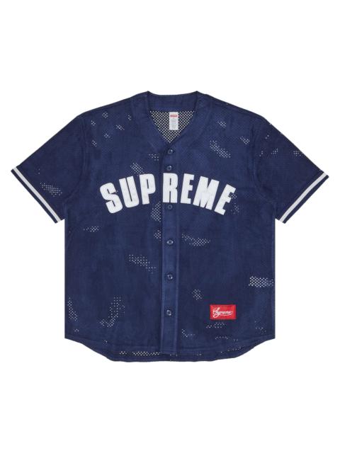 Supreme Ultrasuede Mesh Baseball Jersey 'Navy'