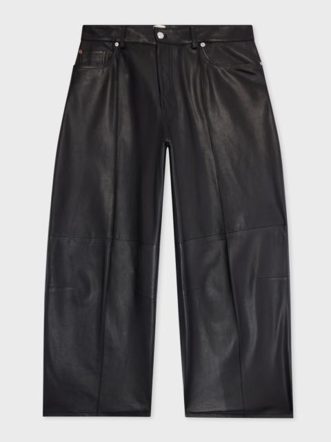 Paul Smith Women's Black Barrel-Leg Leather Trousers