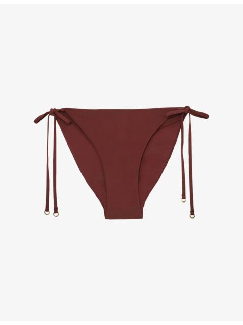 REISS Ruby Side-Tie Stretch-Woven Bikini Bottoms