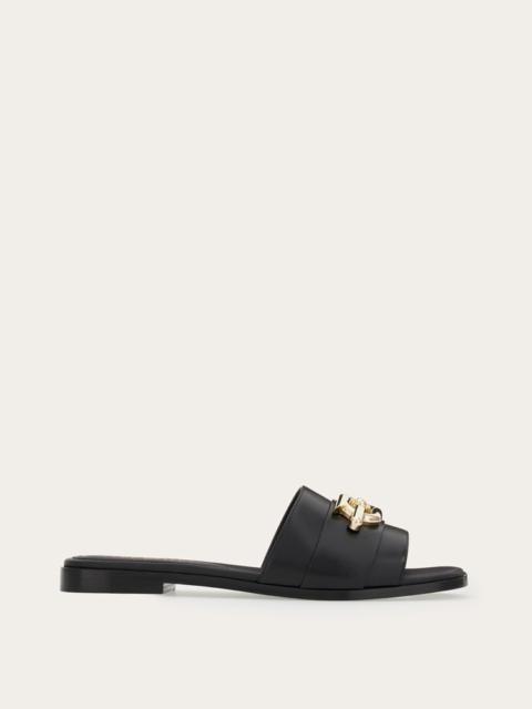 FERRAGAMO SLIDE WITH BEJEWELED GANCINI ORNAMENT