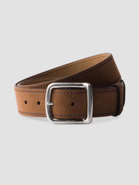 Prada Men's Nubuck Leather Belt - Brown