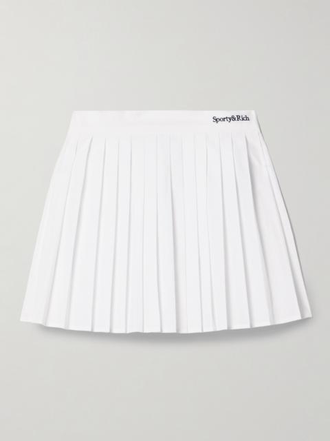 Sporty & Rich Anae Embroidered Pleated Cotton-poplin Mini Skirt