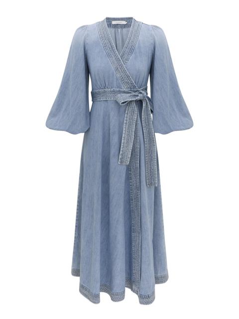 Zimmermann INDRA DENIM WRAP MIDI DRESS