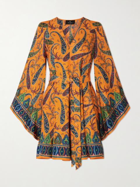 Etro Belted Paisley-print Silk-twill Mini Dress