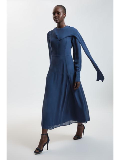 KAREN MILLEN Scarf Detail Viscose Woven Midi Dress