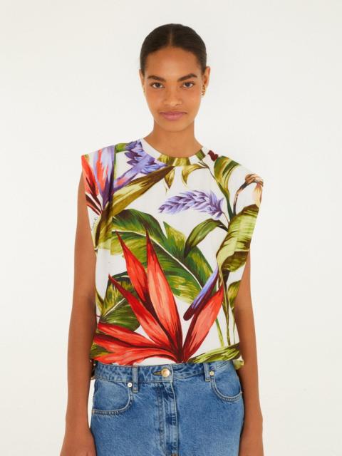 FARM RIO Sand Florart Organic Cotton Tshirt Blouse