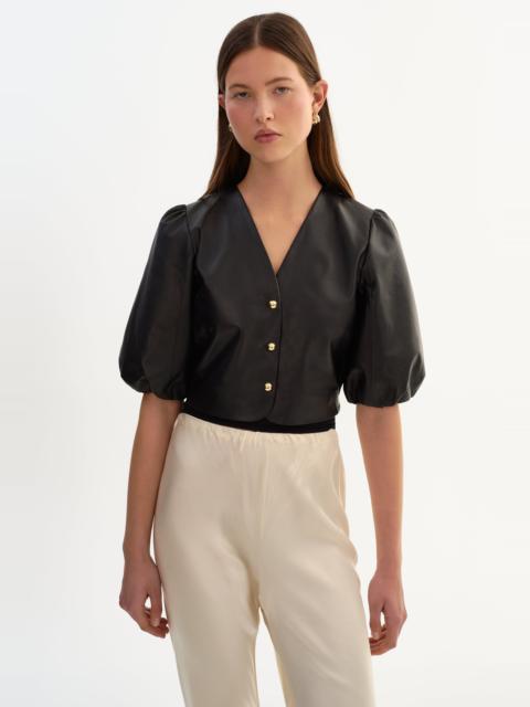 LAMARQUE FRANKA | Balloon Sleeve Leather Blouse