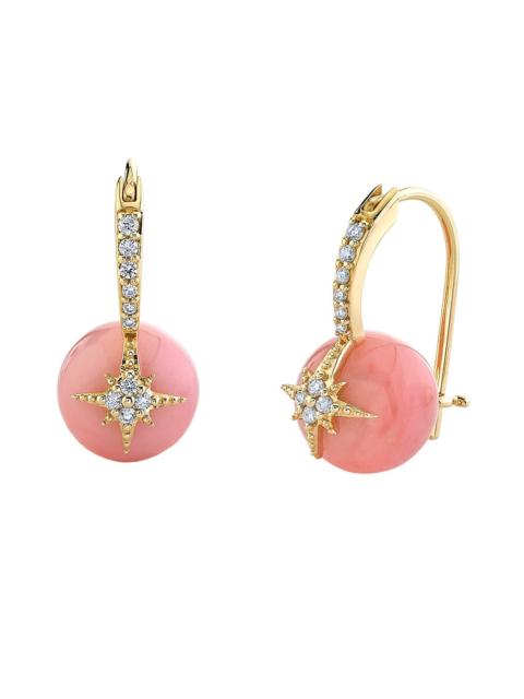 SYDNEY EVAN Pink Opal Mini Starburst Earrings