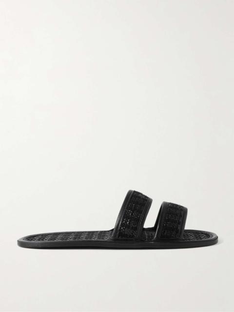 BODE Leather-Trimmed Woven Raffia Slides