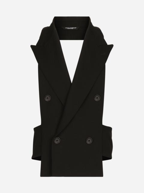 Double-breasted wool waistcoat with bare back
