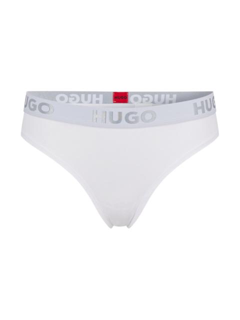 HUGO STRETCH-COTTON THONG WITH LOGO WAISTBAND