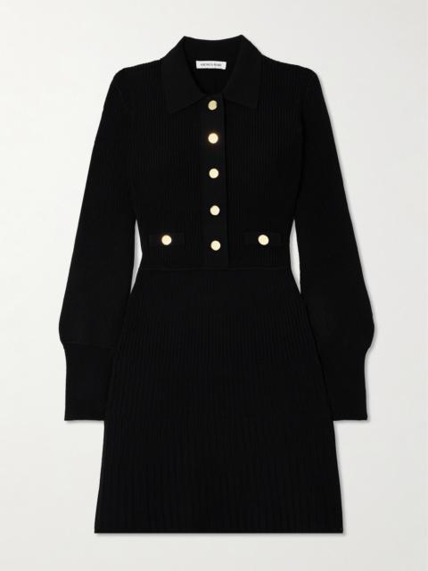 VERONICA BEARD Lauper Embellished Ribbed-knit Midi Dress