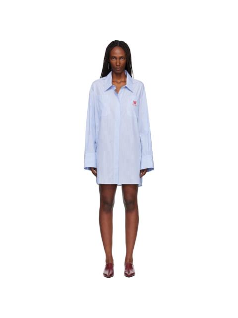 Off-White Blue Striped Poplin Shirt Minidress