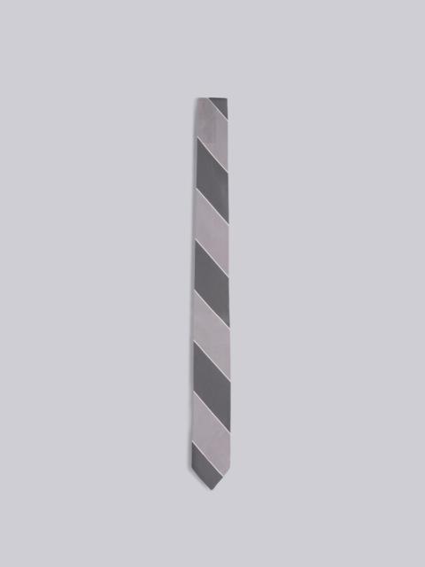 Thom Browne Medium Grey Silk Cotton Awning Stripe Jacquard Tie