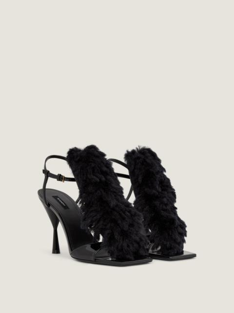 Givenchy POMPOM HEELED SANDALS IN PATENT LEATHER AND KNIT