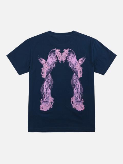 EVISU Feather Wing Daicock Print and Embroidered T-Shirt