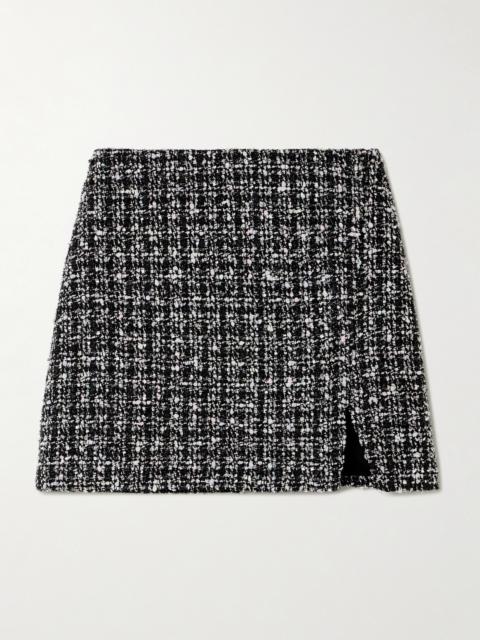 self-portrait Metallic Bouclé-tweed Mini Skirt