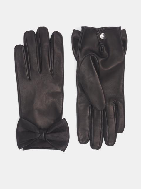 ERNEST W. BAKER Black Lamb Leather Bow-Tie Gloves