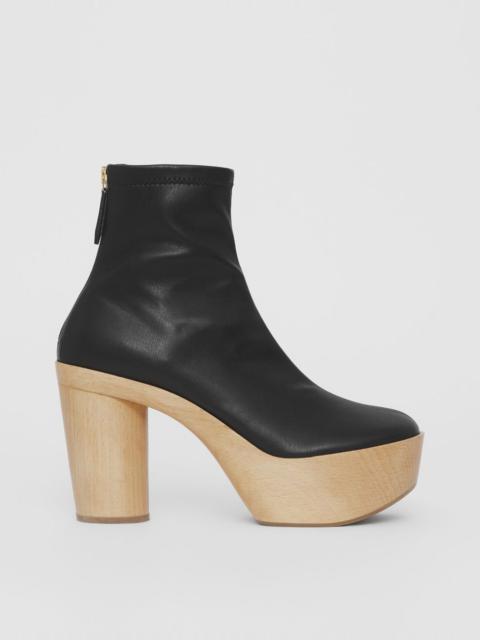 Lambskin and Wood Platform Boots