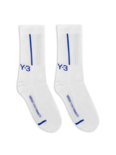 Y-3 Stripe Detail Socks in White / blue