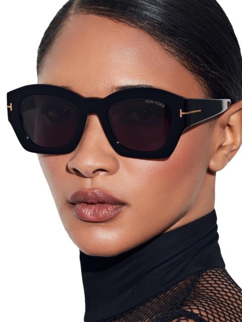 TOM FORD Women's Guilliana 52MM Geometric Sunglasses - Shiny Black Smoke
