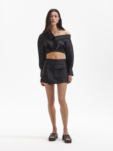 self-portrait Black Taffeta Top