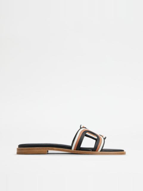 KATE SANDALS IN LEATHER - ORANGE, WHITE, BLACK