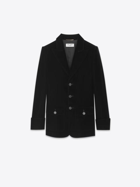 SAINT LAURENT short single-breasted jacket in cupro velvet