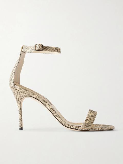 Manolo Blahnik Chaos 90 Snake-effect Leather Sandals