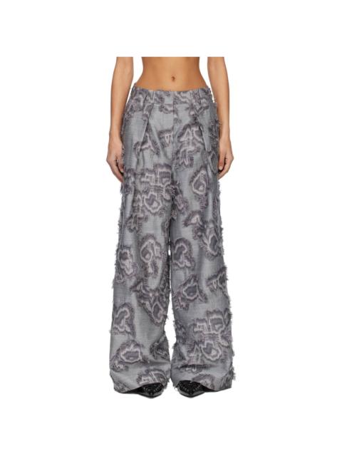 GANNI Blue Fil Coupe Big Pleat Trousers
