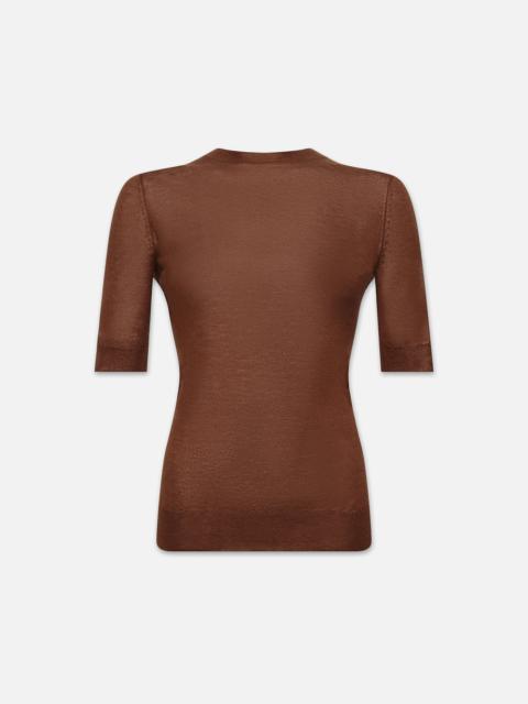 FRAME Slim Elbow Sleeve Crew in Camel