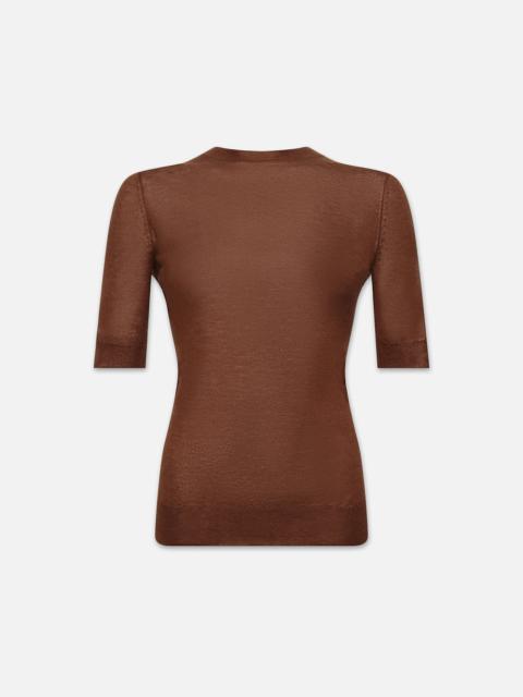 Slim Elbow Sleeve Crew in Camel