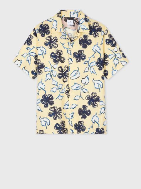 Pale Yellow 'Yukka' Print Short-Sleeve Shirt