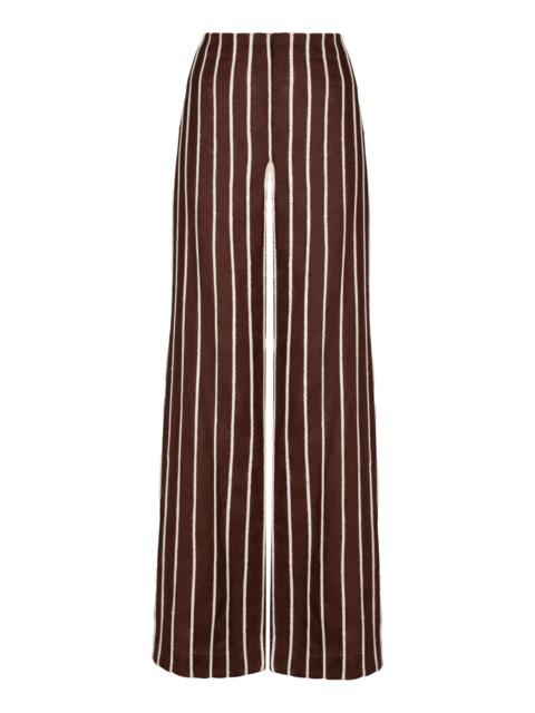 ANDRES OTALORA Tuyo Linen Wide-Leg Pants brown