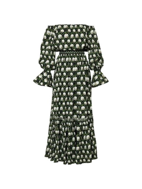 Agua by Agua Bendita Almendra Perla embroidered maxi dress