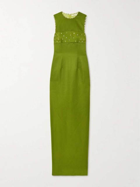 EMILIA WICKSTEAD Amadine embellished recycled-satin gown Green
