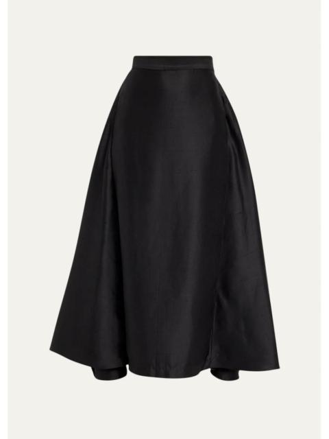 HEIRLOME Viola Silk Shantung Full Midi Skirt