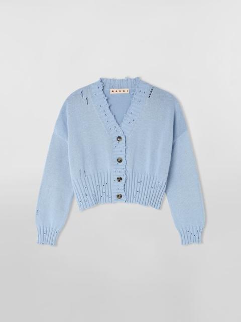 Marni TWISTED COTTON CARDIGAN WITH EMBROIDERED MARNI LOGO