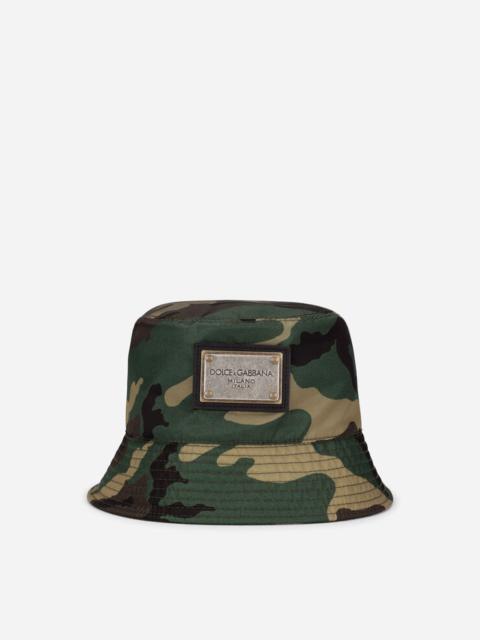 Dolce & Gabbana Nylon bucket hat with camouflage print