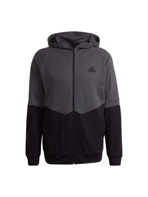 adidas Essentials4Gameday Full-Zip Hoodie Jackets 'Grey Black' HE1807