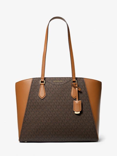 MICHAEL KORS Taryn Large Signature Logo and Leather Tote Bag