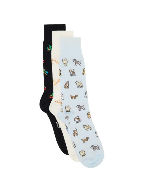 Paul Smith Three-Pack Multicolor Printed-Graphic Socks