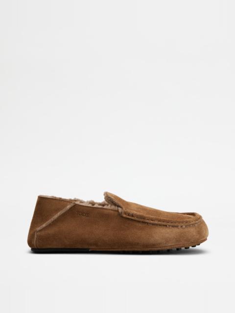 Tod's SLIPPER LOAFERS IN SUEDE - BROWN