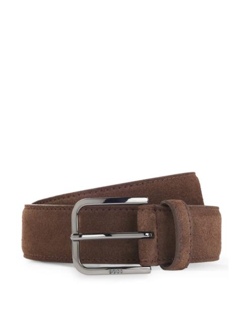 BOSS LEATHER BUSINESS BELT WITH POLISHED GUNMETAL BUCKLE