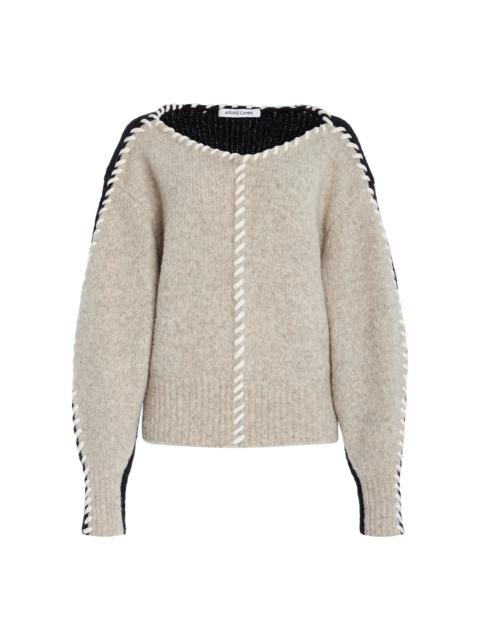 AISLING CAMPS Whip-Stitched Wool-Blend Knit Sweater grey