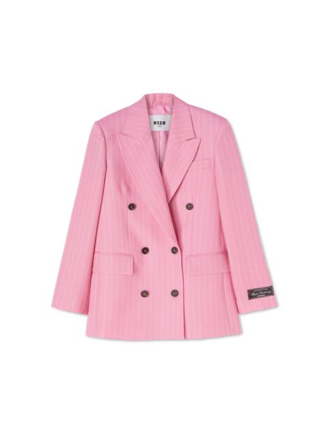 MSGM Double-breasted wool jacket with "Pinstripe Wool" motif