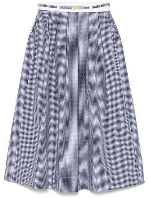 maje gingham-pattern midi skirt