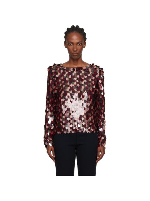 Dries Van Noten Burgundy Sequin Blouse
